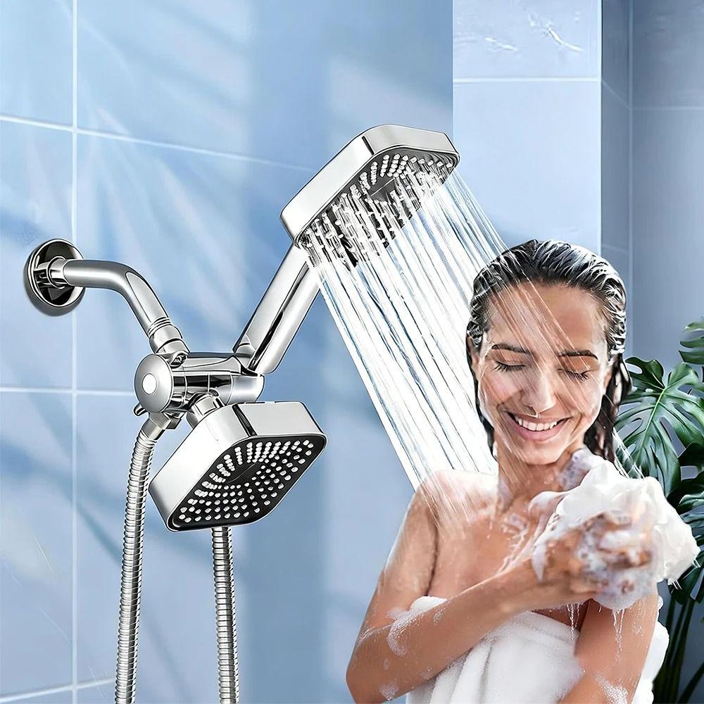 Flexible Hoses Square Handheld Shower Set Three-way Water Distributor Regular Bathroom