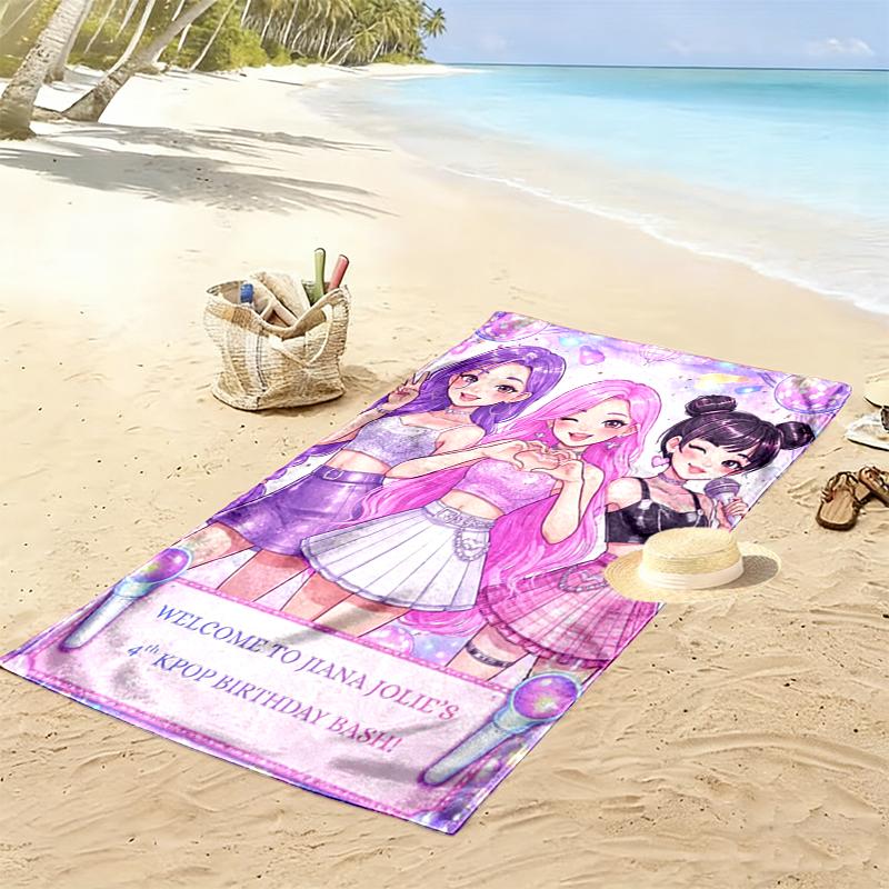 Kpop Demon Hunters Beach Towel Perfect for Travel, Outdoor Activities, Swimming, Camping, Hiking