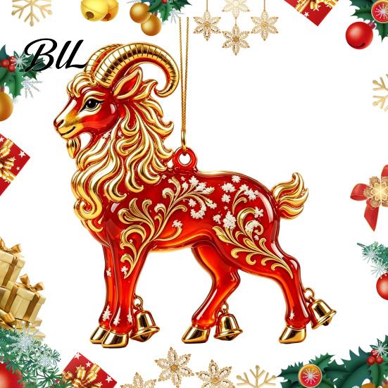 Festive Party Supplies Goat Christmas Car Hanging Ornament, 2D Acrylic Pendant with Holiday Decor String, Cute Animal for Rearview Mirror, Gift