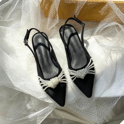 Осень универсальный темперамент черный острый носок низкий каблук плоская подошва светлый вырез одинарные туфли женские сандалии