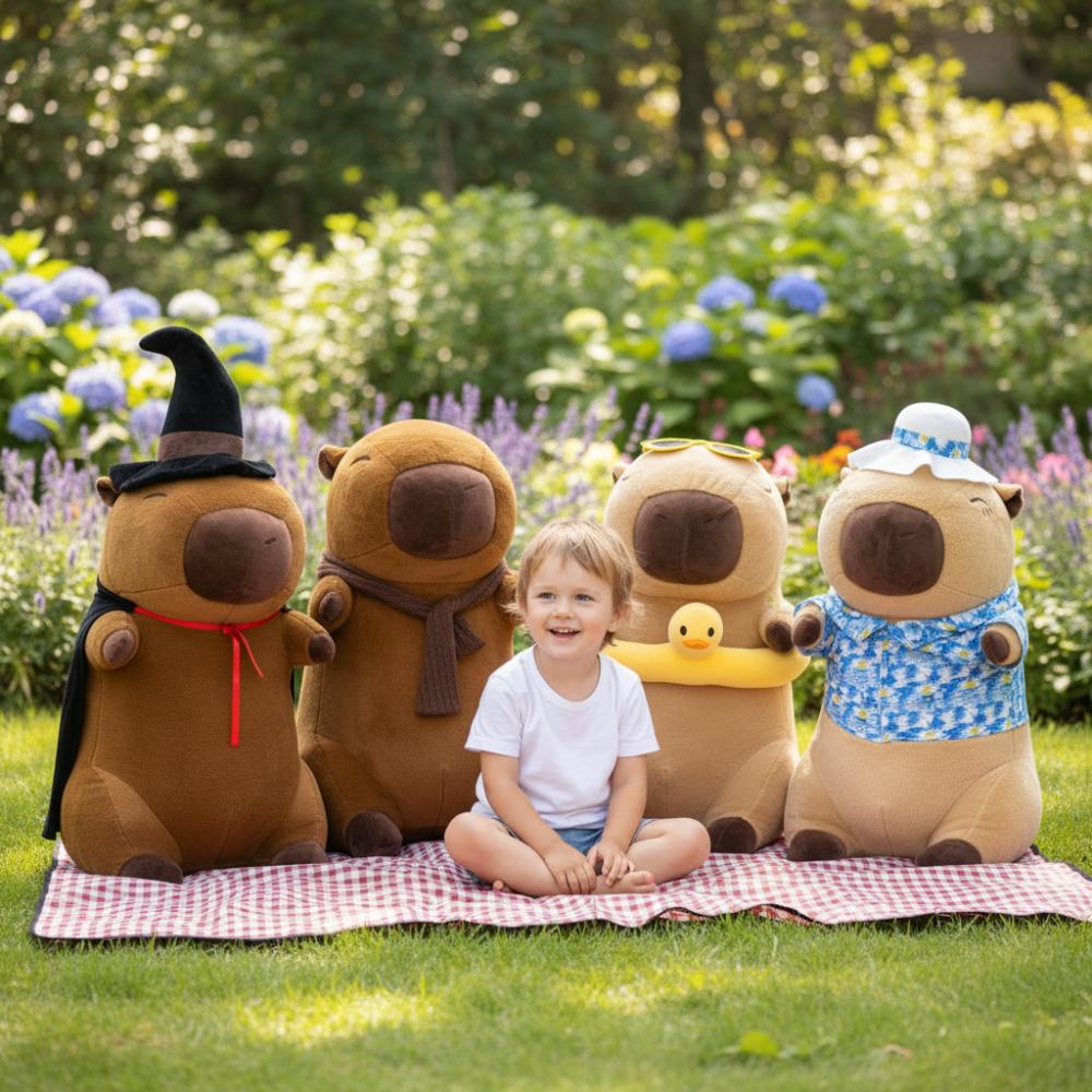 Large Plush Toy Pillow Capybara with Duck 100cm