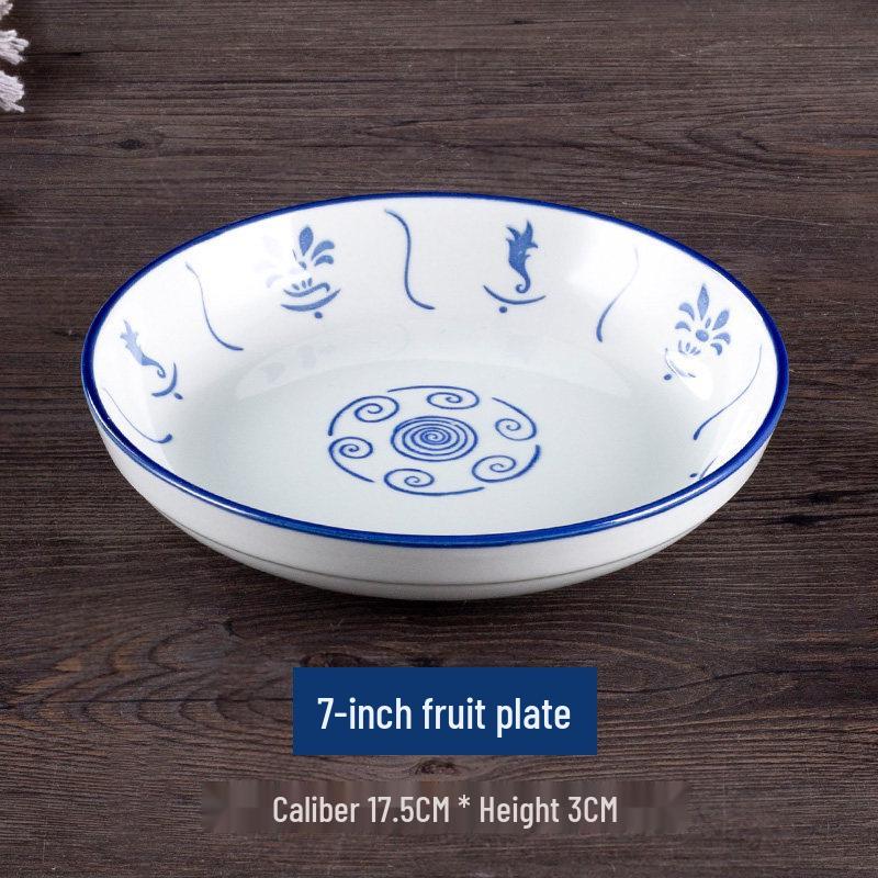 Винтажная керамическая сине-белая цветочная ваза с бамбуком - Посуда в деревенском стиле, идеально подходит для риса и лапши