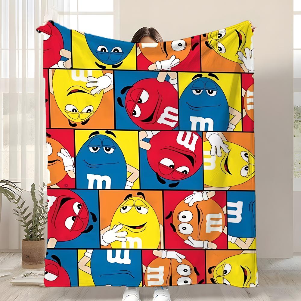 Brand M&M's Throw Kid-Friendly Flannel Throw Blanket Soft Warm Anti-Static Washable All Season