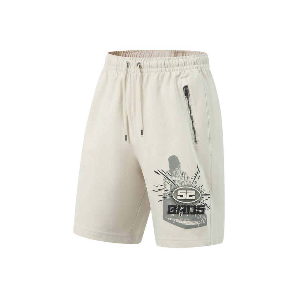 Li-Ning Basketball Series Sport Minimalist Letter Lace-Up Casual Shorts Men Shorts Light-Pink Gray AKSV741-3