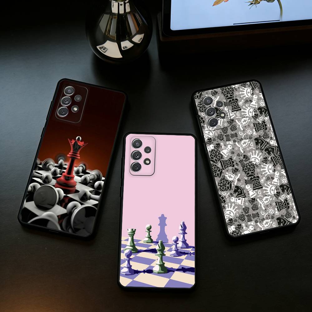 A-Art C-Chess Soft Silicone Black Cover Phone Case For Samsung Galaxy A73,A72,A71,A70,A53,A52,A51