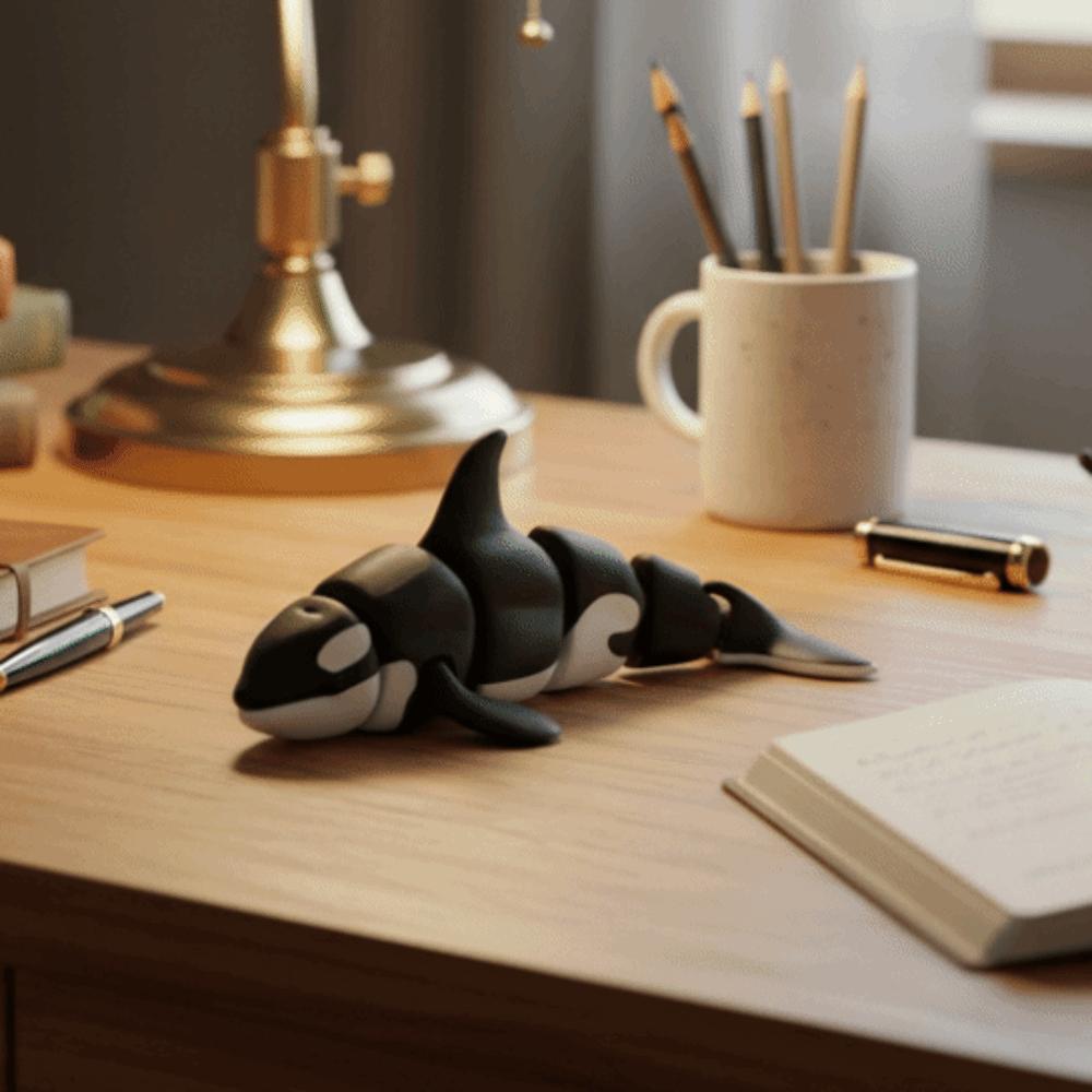 Mini Simulation Animal Multi-Joint Movable Marine Animal Model Creative Whale Figurine  Collection