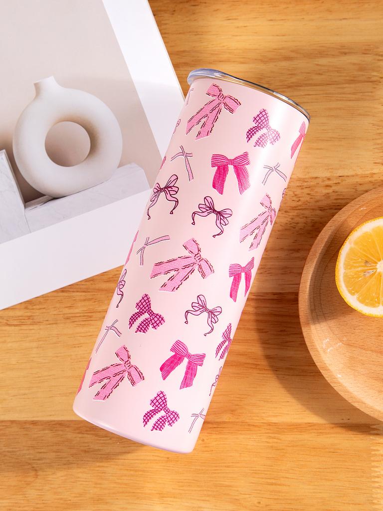 20 унций Милая чашка с бантиком Изолированная чашка из нержавеющей стали Изолированная термокружка Стаканчики для вечеринок Крышка с соломинкой Кофейная кружка Дорожная кружка Бутылка для горячей воды