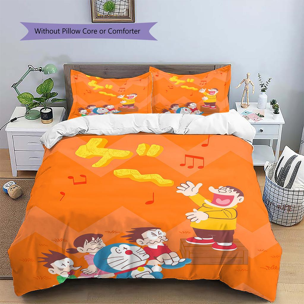 Doraemon Pattern Bedding Quilt Set Home Decoration Gift (1 * duvet cover + 2 * pillowcase without core)