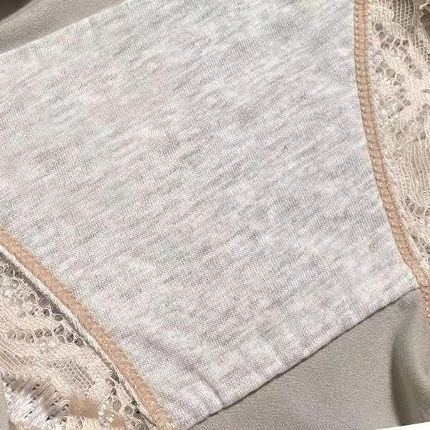 3PCS New Low Waist Panties for Women Underwear Sexy Lace Satin Large Size Briefs Big Panties