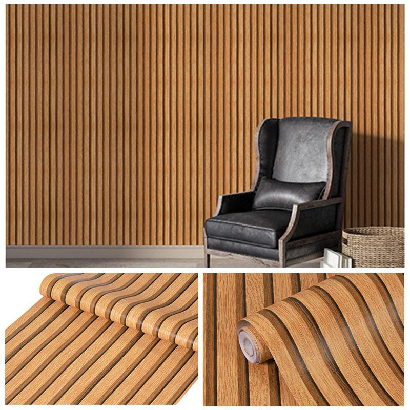 45 см самоклеящийся большой рулон водонепроницаемый фон стол шкаф деревянные полосы настенная наклейка ПВХ