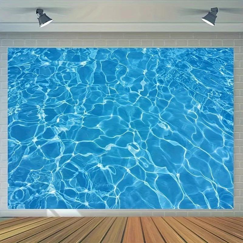 1 piece, 2D flat blue water ripple photography background, suitable for birthday parties, pool parties and studio decoration, ws
