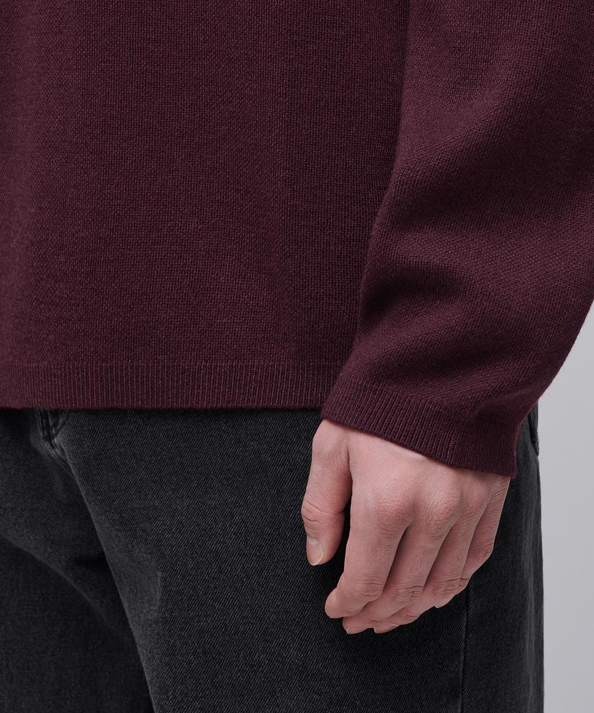 MUSINSA STANDARD Minimal Crew Neck Knit [Burgundy]