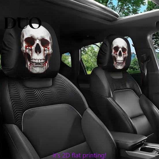 Car Seat Headrest Covers 2Pcs Halloween Scary Covers, Universal Auto Decorations Protector Interior Decoration Accessories for Cars SUVs Trucks Horror
