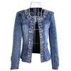 Spring and Autumn Elastic Denim Rhinestone Sequined Retro Short Jacket Denim Jacket