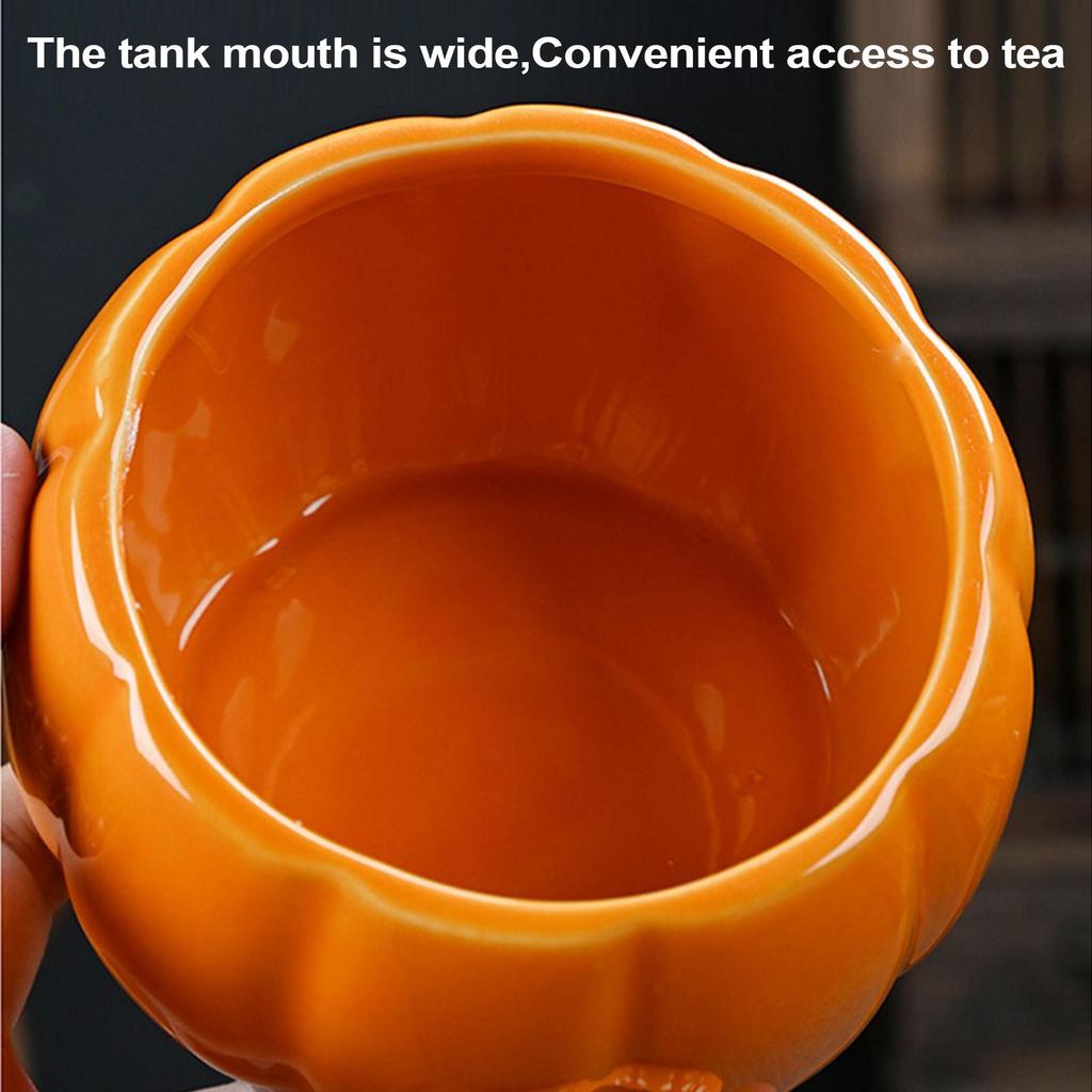 Керамическая банка-тыква, имитирующая тыкву, банка для хранения с крышкой, банка для конфет, герметичный контейнер для угощений и продуктов на Хэллоуин, украшение