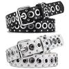 Y2K PU Leather Belt Adjustable Waist Belt Personality Rivet Waistband  Jeans