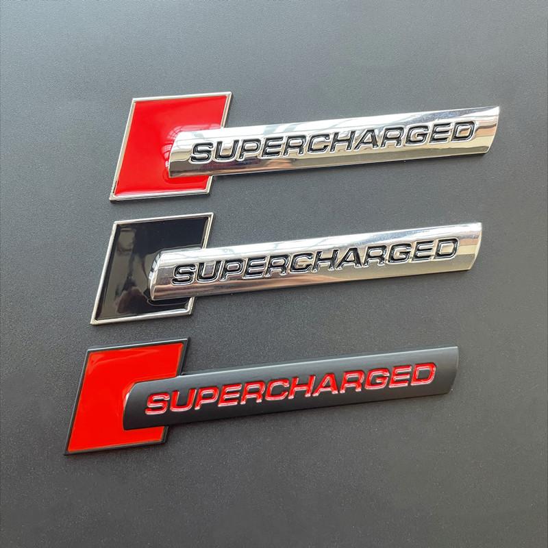 3D Metal Supercharged Emblem Badge Decal Car Sticker For 42s Q7 S Line A6 C6 A8 D4 S4 B8 S6 C5 V6 Supercharged Logo Accessoriess42