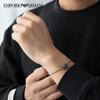 Мужской браслет Armani с черными бусинами, звеньями в кубинском стиле, с подвеской EGS2978040