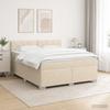 Box Spring Bed with Mattress and LED Cream 160 x 200 cm Fabric