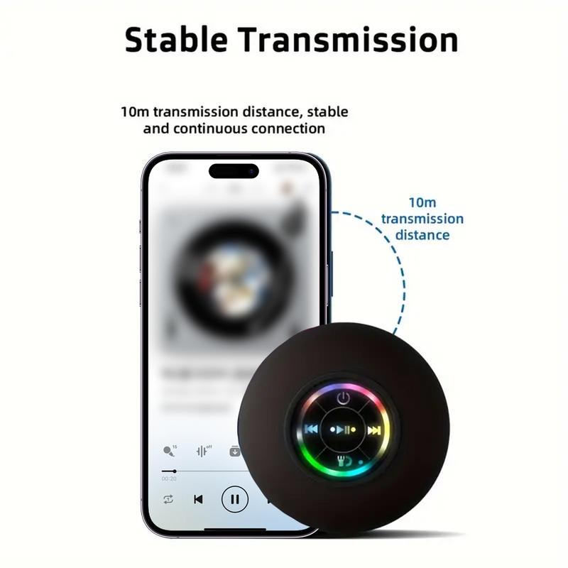 Портативная беспроводная Bluetooth-колонка LED-подсветка IPX4 Водонепроницаемая громкоговоритель Уличная ванная комната Большая присоска Стерео звуковая коробка