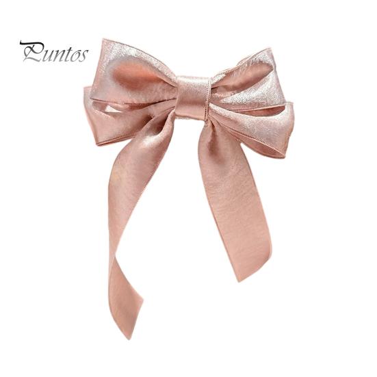 Hairpin Clip French Style Satin Long Ribbon Bow Decor Anti-slip Teeth Smooth Edge Back Head Hair Strong Clamping Force Versatile