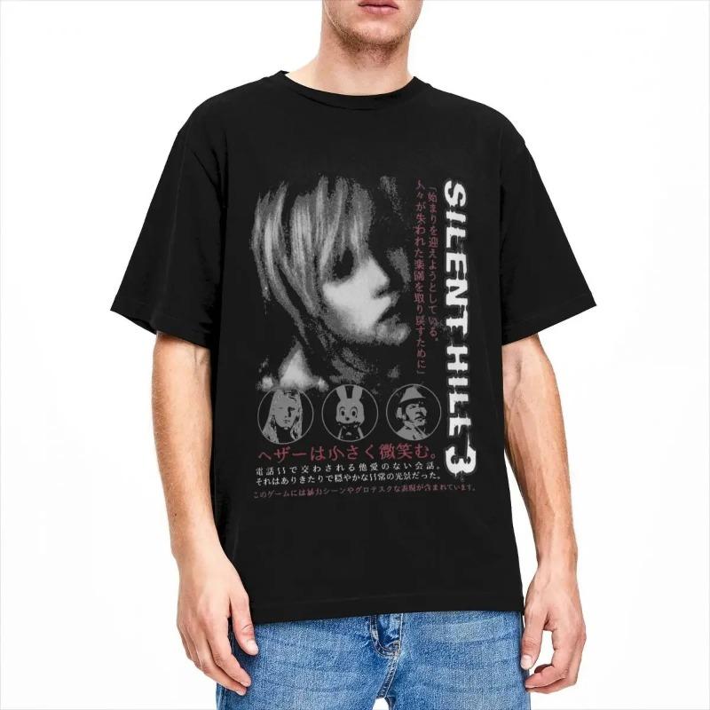 Silent Hill Мужская футболка Футболка ужасы Забавная футболка с коротким рукавом с круглым вырезом Футболка из полиэстера Винтажная Повседневная Большого размера Футболки Мужская