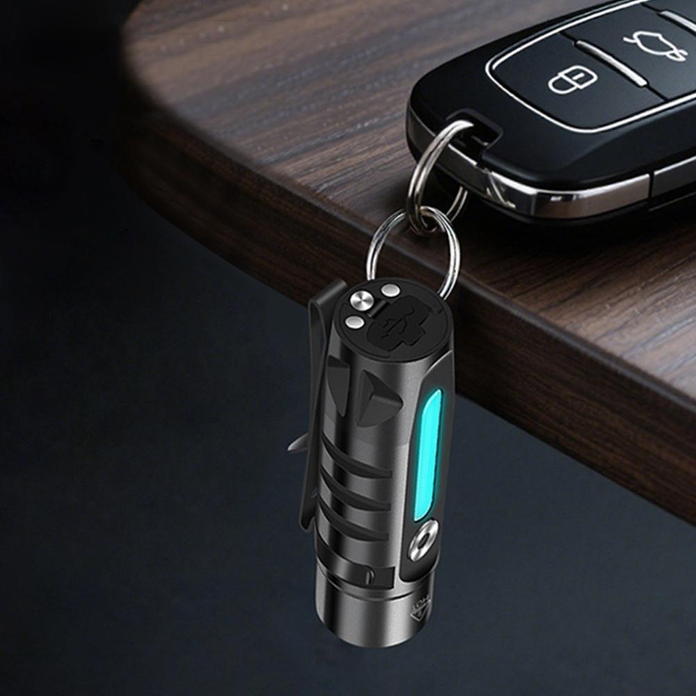Pocket Flashlight LED Mini Waterproof Keychain Flashlight with Clip & Magnetic USB-C Rechargeable Flashlight for Outdoor Camping
