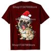 Christmas Pug With Christmas Lights Santa Hat Xmas Pug Dog T Shirt Mens Cotton Oversized Printing T Shirts Harajuku Tshirt