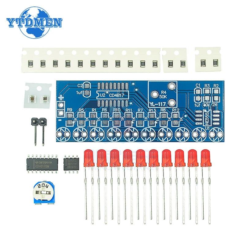 NE555 CD4017 светодиодный прожектор электронного производства, модуль платы управления, конденсаторный генератор, тактовый сигнал, электронный комплект «сделай сам»