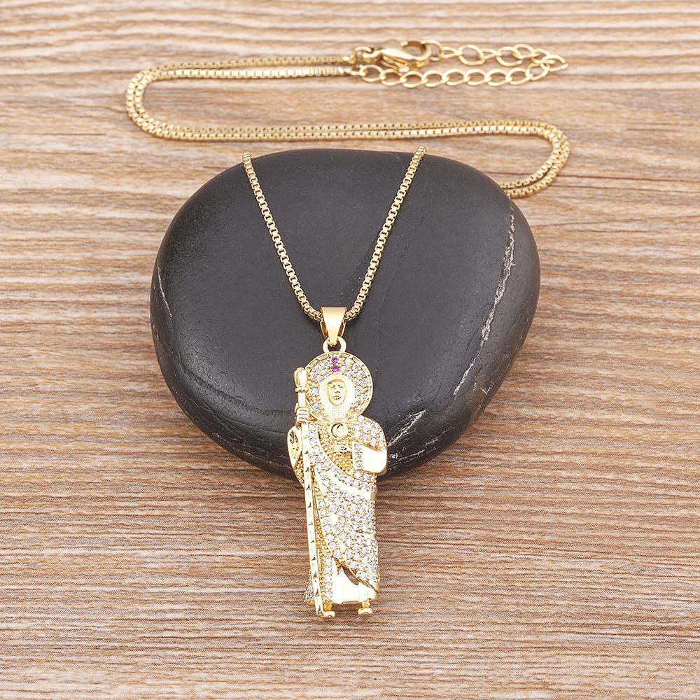Nidin New Arrival Jewelry Findings Punk Style Copper Zircon Grim Reaper Pendant Charm Necklace Men Women Gothic Hip Hop Jewelry