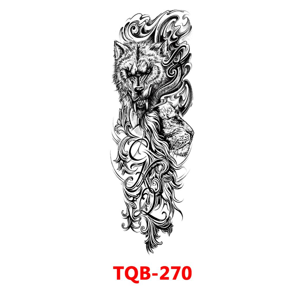 Татуировка с большим рукавом, розой, часами, глазом, водостойкая временная татуировка, наклейка, Лев, Король волков, боди-арт, полная поддельная татуировка для женщин и мужчин