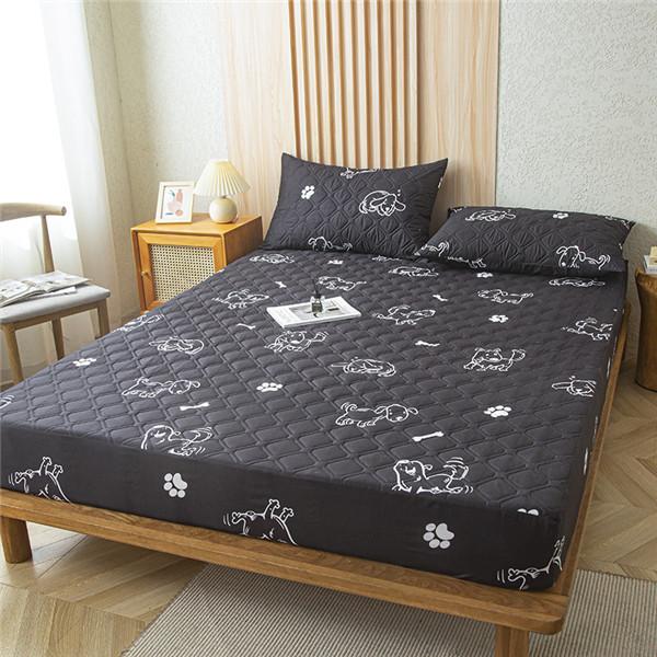 Waterproof Quilted Fitted Sheet Washable Bed Cover Queen Breathable Bedcloth Bedspread Bed Protector Pad (No Piollowcase)