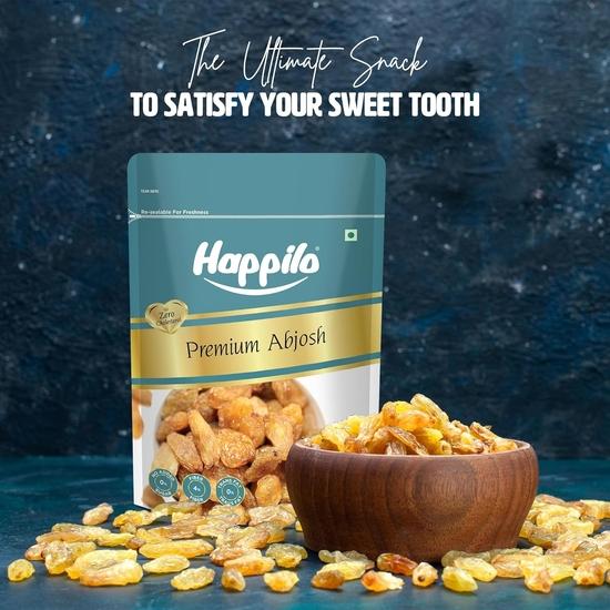 Happilo Premium Abjosh 200 г, натуральные сухофрукты Munakka, крупный золотистый изюм, натуральный сладкий, вкусный и полезный перекус, без искусственных ароматизаторов