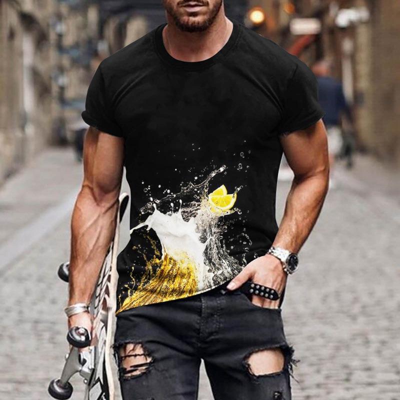 Мужская модная футболка с коротким рукавом с 3D цифровой печатью