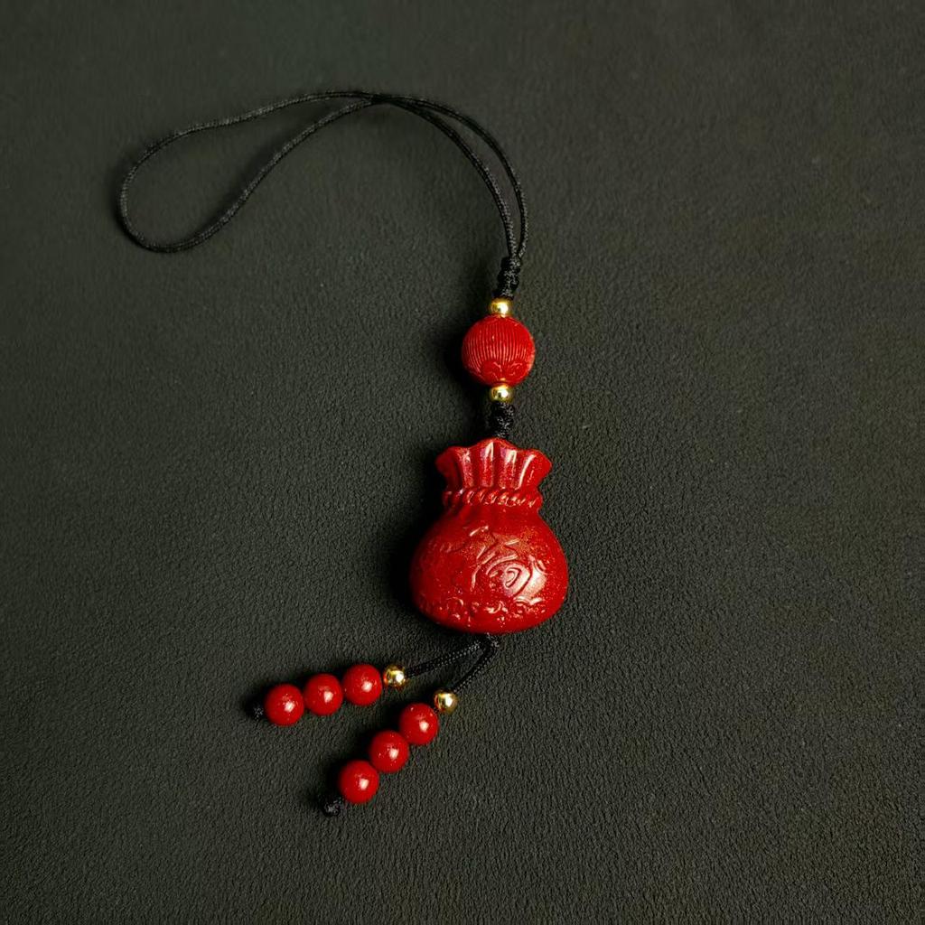 Китайский Амулет для Мобильного Телефона из Пурпурного Золотого Песка - Киноварная Тыква Руи Подвеска Брелок