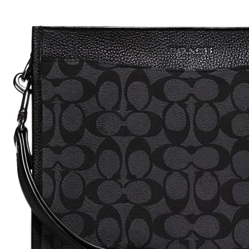 Coach Сумка через плечо Hitch 25 Classic Monogram на молнии из ПВХ Средняя Мужские сумки Черный CC088-CHR