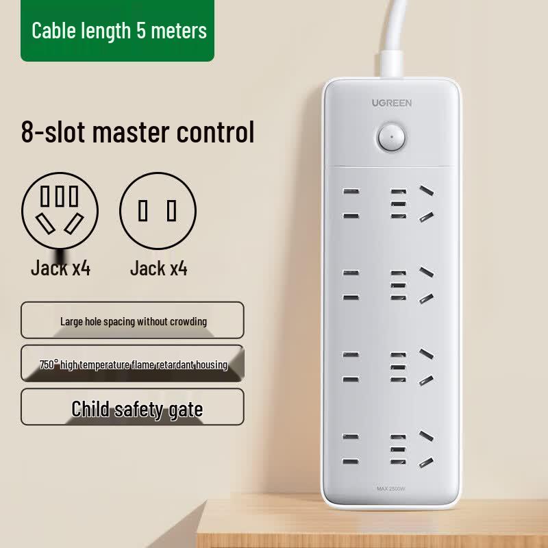 Ugreen 8-Outlet Power Strip with USB and Surge Protection