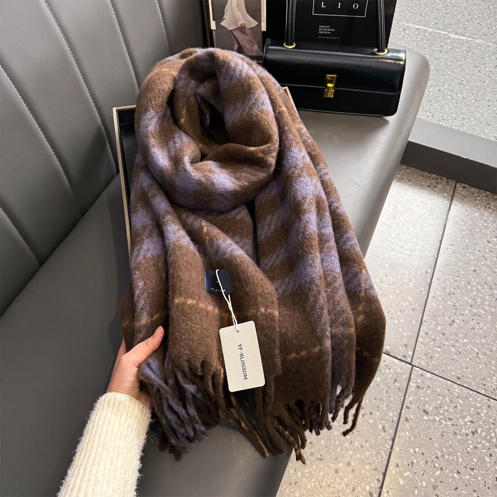 Женская утолщенная теплая шаль осень-зима клетчатая шейная шаль для мужчин и женщин шарф роскошная одежда женский кашемировый дизайнерский шарф Bufandas