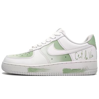 Nike Air Force 1 Нескользящие Устойчивые к истиранию Низкие Скейтбордические Кроссовки Унисекс Мятно-зеленые CW2288-111(Команда400-)
