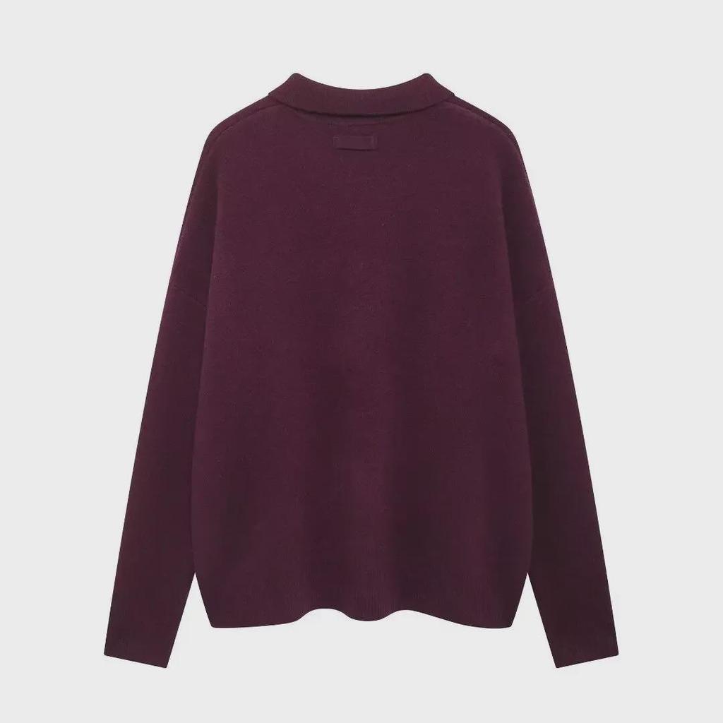 Женский вязаный кардиган из смесовой шерсти с отворотом и однобортным дизайном