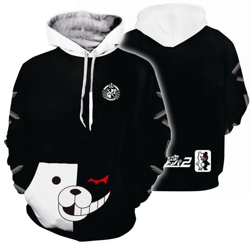Anime Monokuma Danganronpa Cosplay Hoodie Sweaters Unisex Casual Sweatshirt Coat