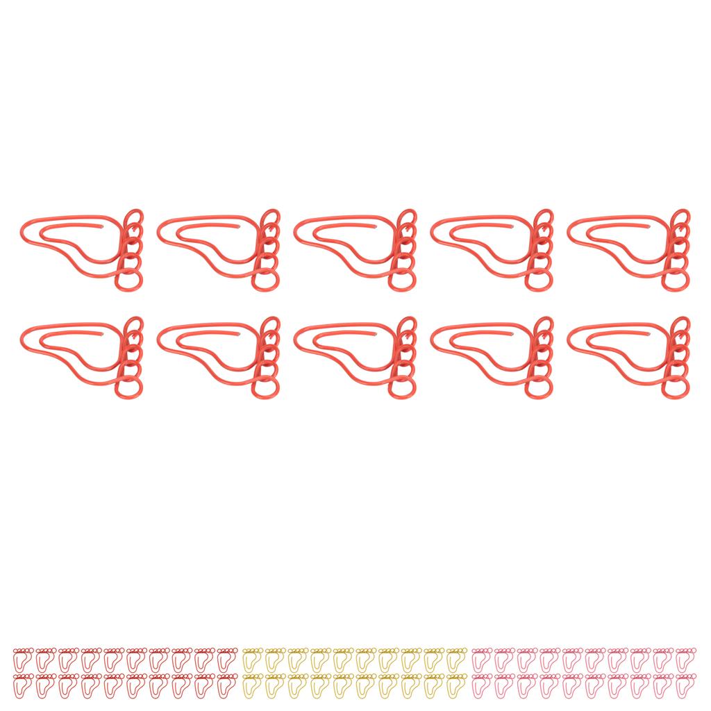 100 шт. скрепка в форме стопы, симпатичная, противоскользящая, портативная, для закладки, офисного файла документов