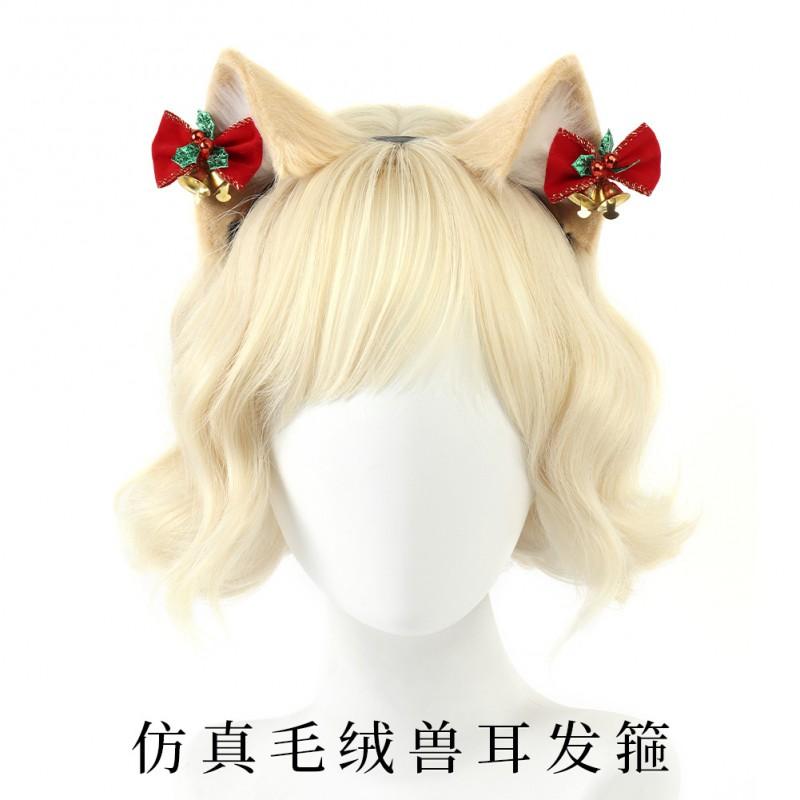 Christmas Plush Cat Ear Headband Lolita Style Cute Hair Accessory Winter Parties