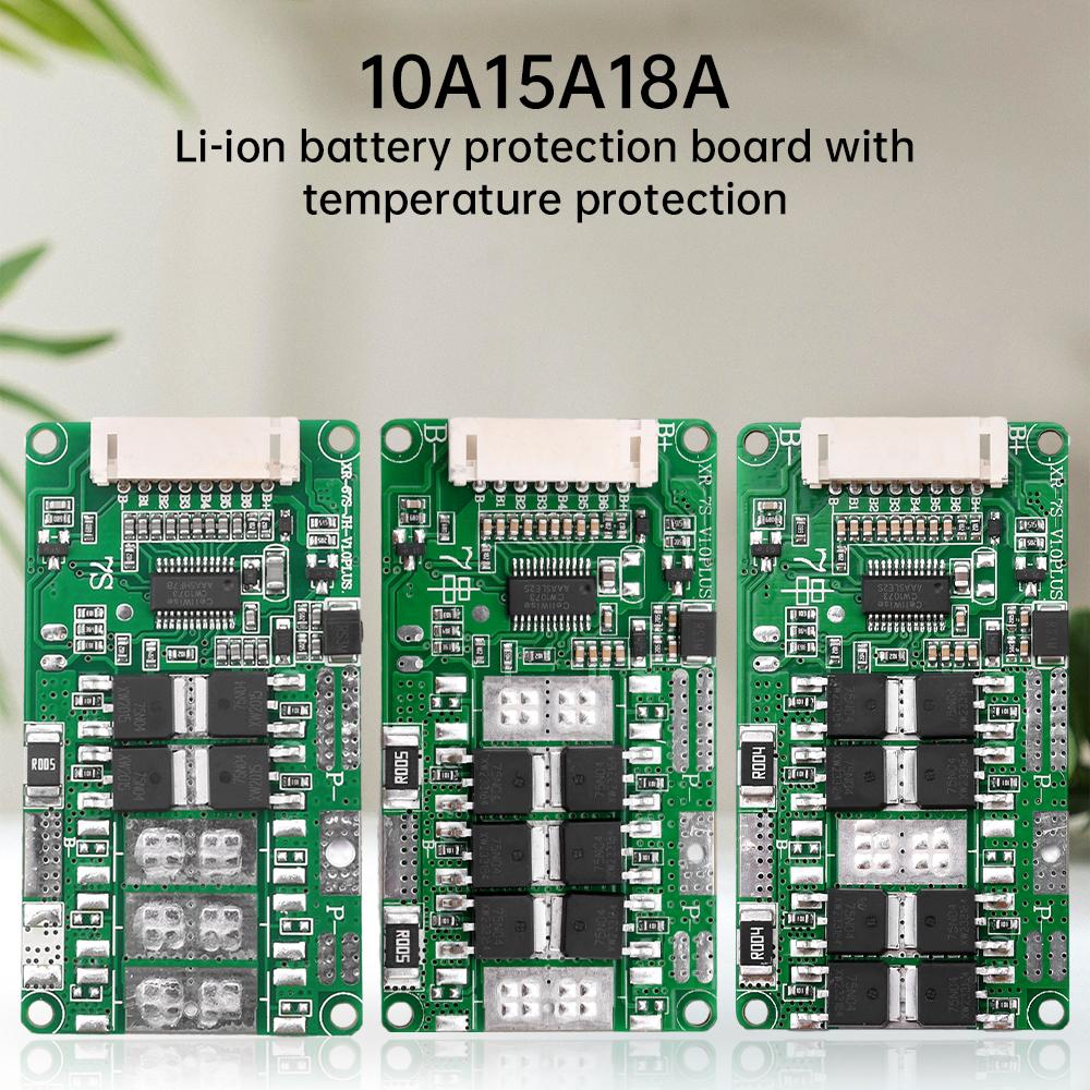 Плата защиты литиевой батареи BMS 7S 24V 10A/15A/18A Плата защиты литиевой батареи с общим портом и балансировкой для электровелосипеда
