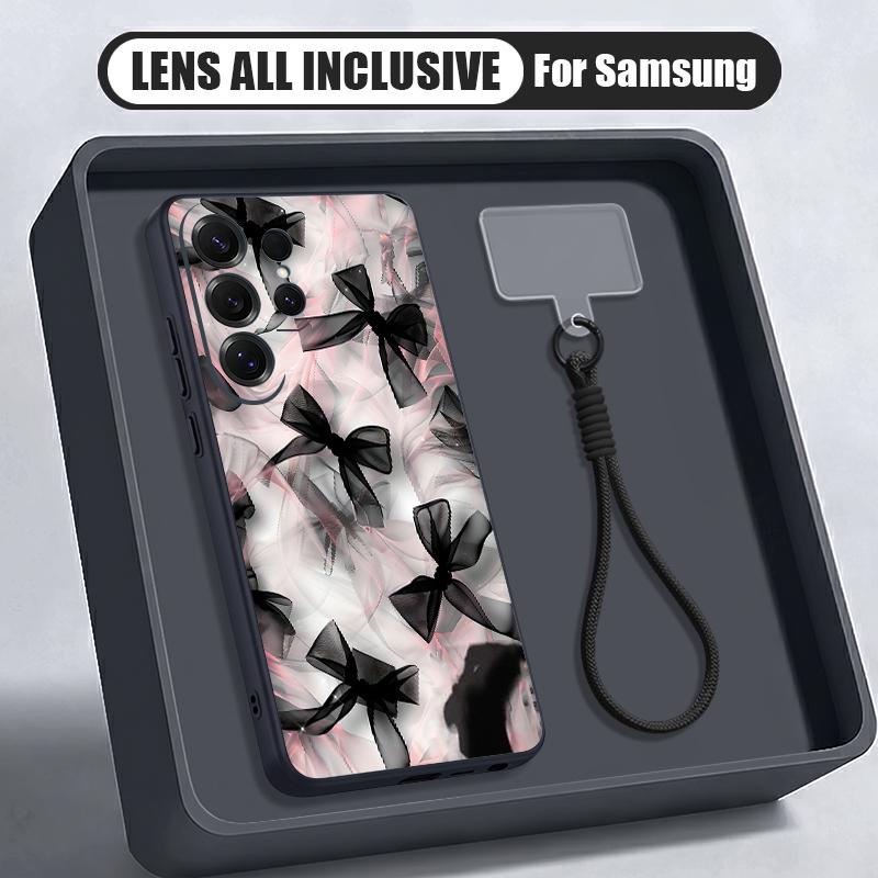 Чехол с принтом розовых бантиков для Samsung S26 Ultra S25 FE S24 S24 Plus A57 A37 A17 A56 A36 A16 A55 A35 A15 A54 5G Гибридный Магнитный Матовый Чехол