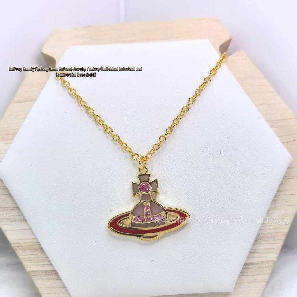 Стеклянный набор «Сатурн» от Concetta Cixi: Ожерелье, Браслет, Серьги-гвоздики - Женская Роскошная Панк-Цепочка на Ключицы