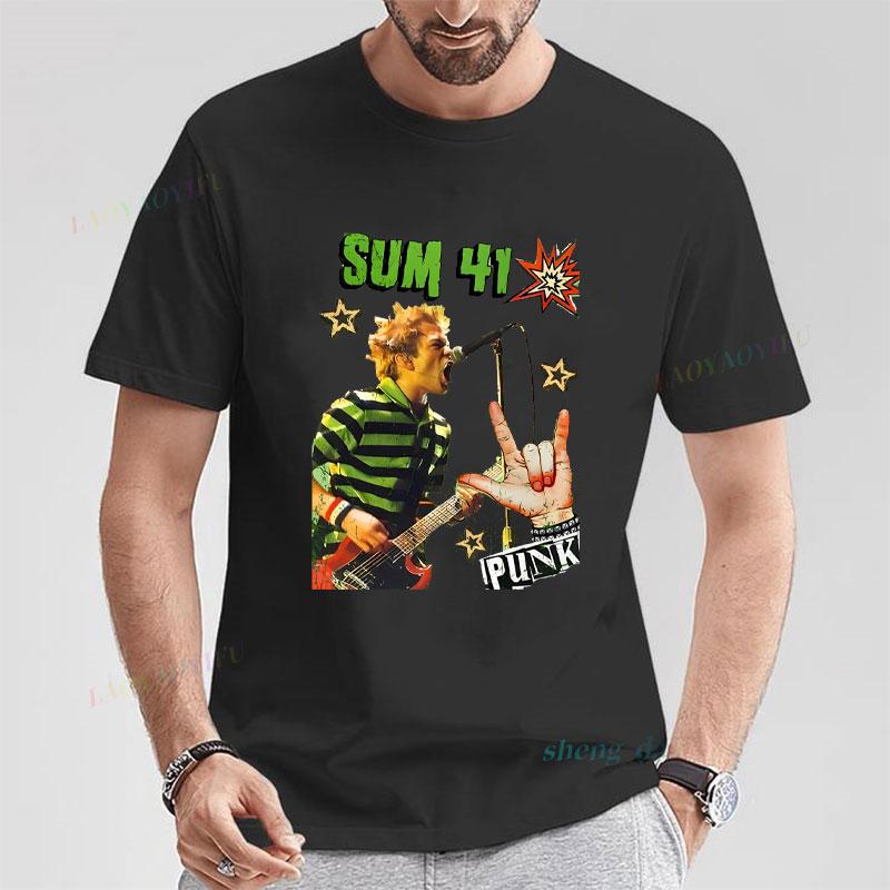 Rock Band Playera Sum 41 Unisexs T Shirts SUM41 Popular Punk Graphic Short Sleeve O Neck TShirt Casual Loose Clothes