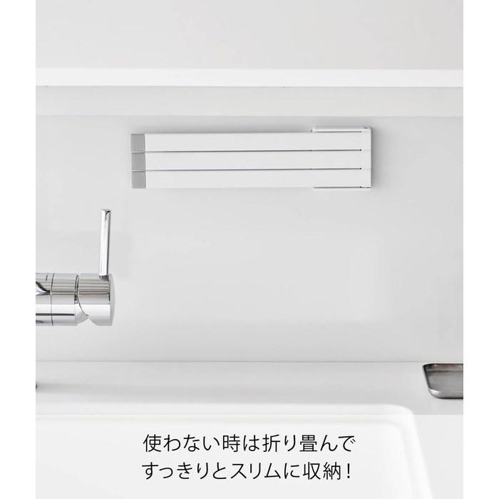 [Yamazaki] Film Hook Dishcloth Hanger White. Storage Size: W9.6 x D0.5 x H2.6 inches (excluding film hook). Plate. Floating Storage.