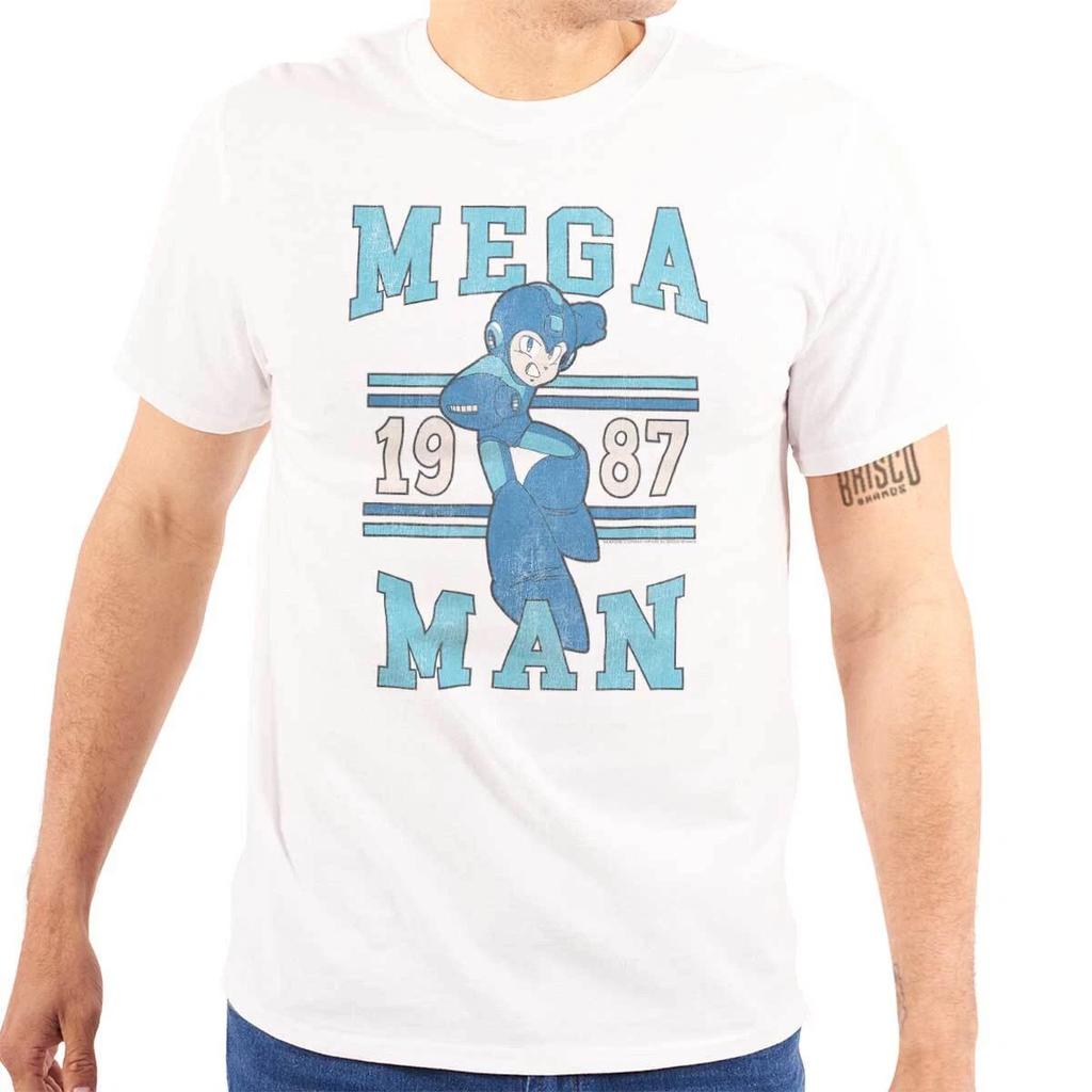 Mega Man Video Game Vintage Varsity 1987 Womens or Mens Crewneck T Shirt Tee