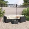 VidaXL Garden Lounge Set 5 Pcs with Cushions Black Wicker, Outdoor Sofa Set, Garden Corner Sofa, 3308080